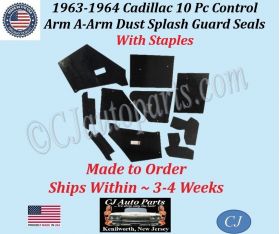 NEW 1963 1964 Cadillac Deville Eldorado Fleetwood 10 Pc CONTROL ARM A-ARM DUST SPLASH GUARD SEALS WITH STAPLES CAD-ASL-075 NEW 1963 1964 Cadillac Deville Eldorado Fleetwood 10 Pc CONTROL ARM A-ARM DUST SPLASH GUARD SEALS WITH STAPLES CAD-ASL-075